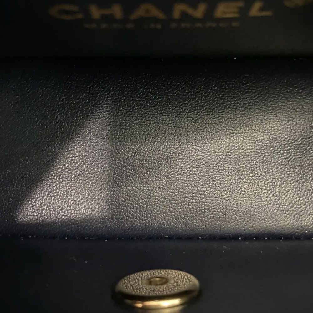 Authentic CHANEL Tweed Quilted Mini Rectangular Flap Navy Blue Multicolour - Picture 14 of 15